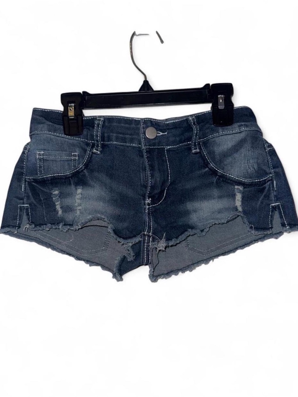 SHEIN Dark Blue Distressed Denim Jean Shorts